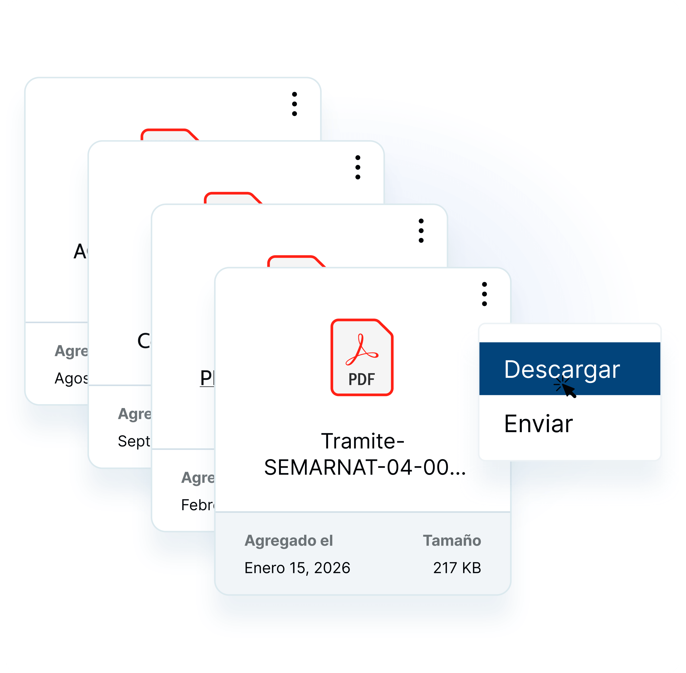 Download window showing a SEMARNAT filing PDF with a Download button