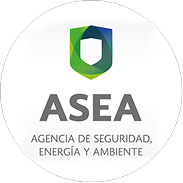 Logo de ASEA - Agencia de Seguridad, Energía y Ambiente con escudo verde y azul
